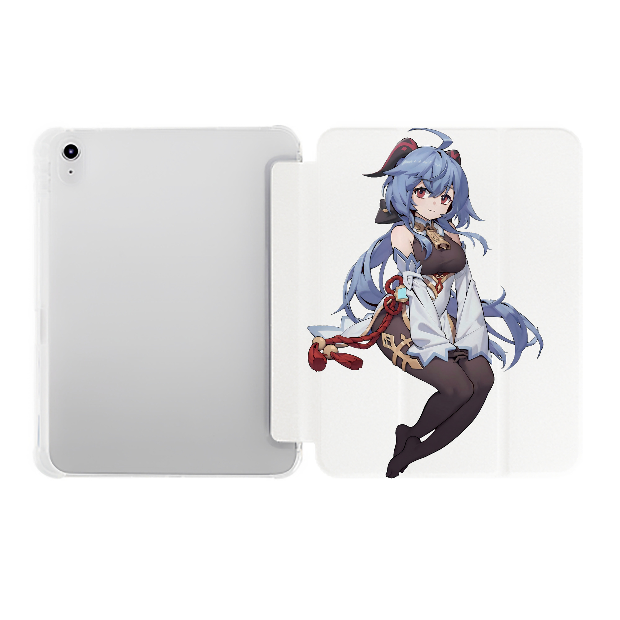 げんし神 甘雨 かんう genshin Ganyu IPad ケース ペン収納付き 三つ折りスタンド PUレザー×シリコン 対応機種9.5/10.5/10.9インチ